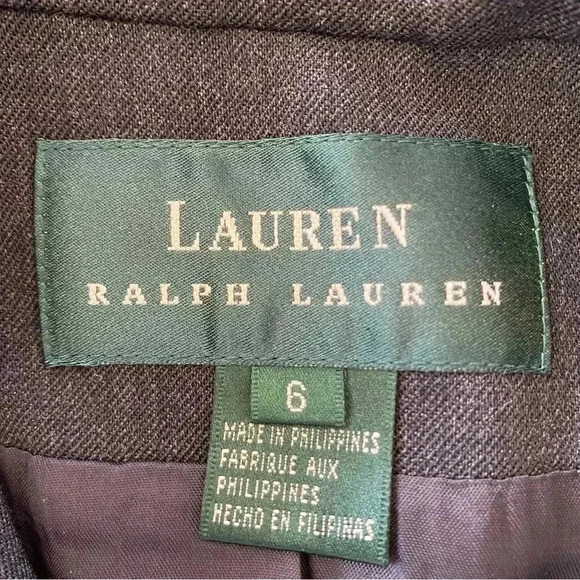 Lauren Ralph Lauren Gray Wool Jacket Blazer 6 Full Zip Mock Neck Vintage Classic - Picture 11 of 11